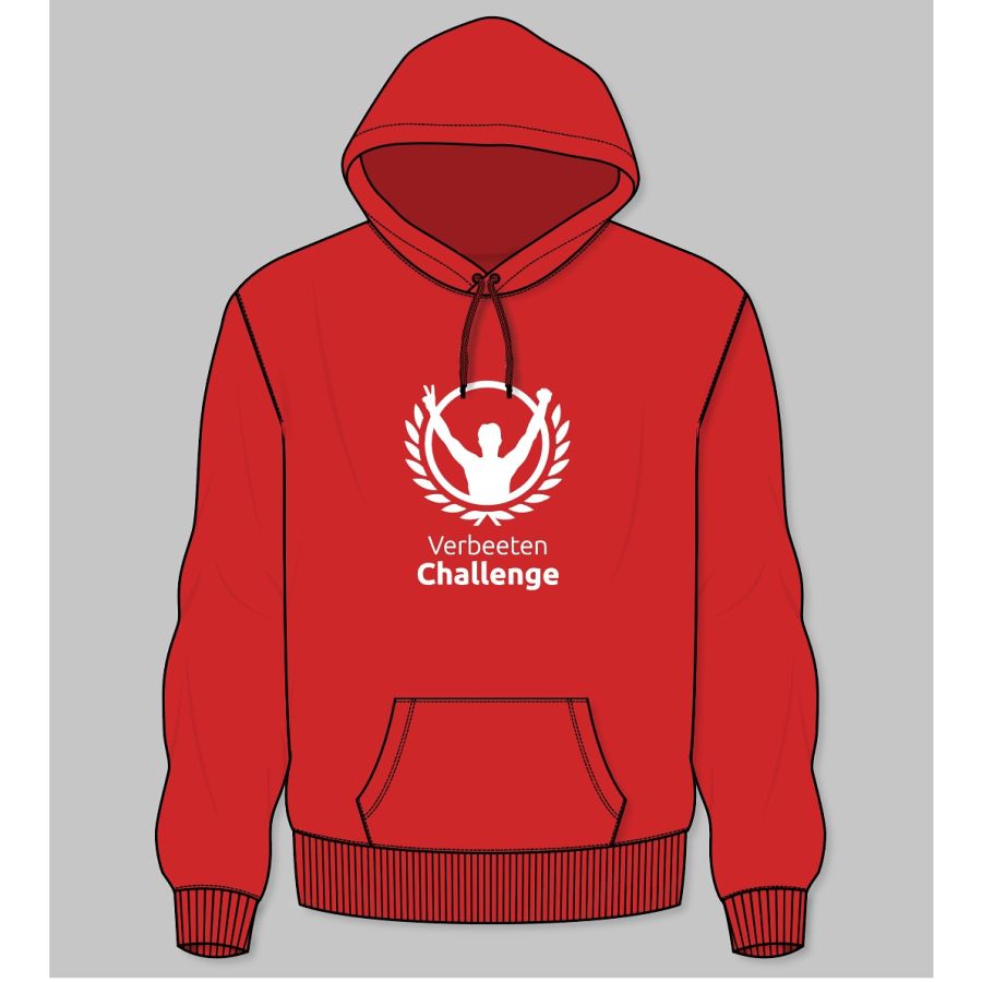Hoodie heren rood verbeeten challenge