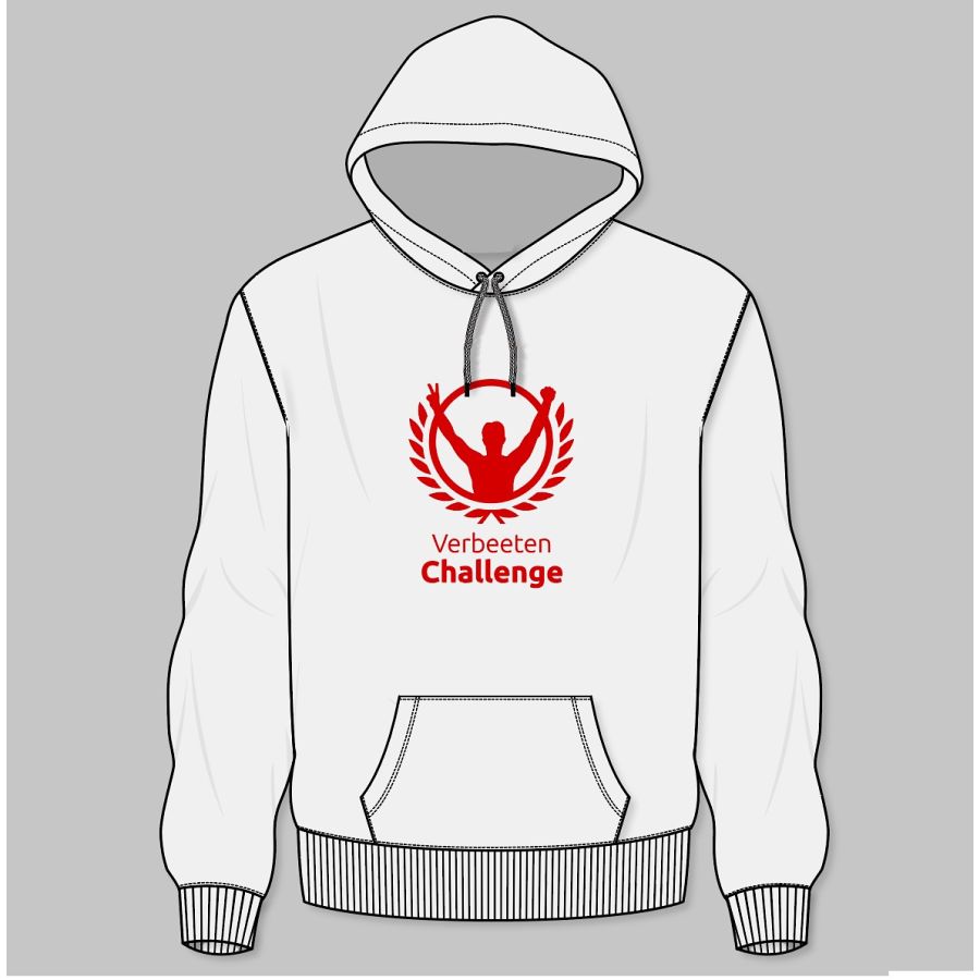 Hoodie heren wit verbeeten challenge
