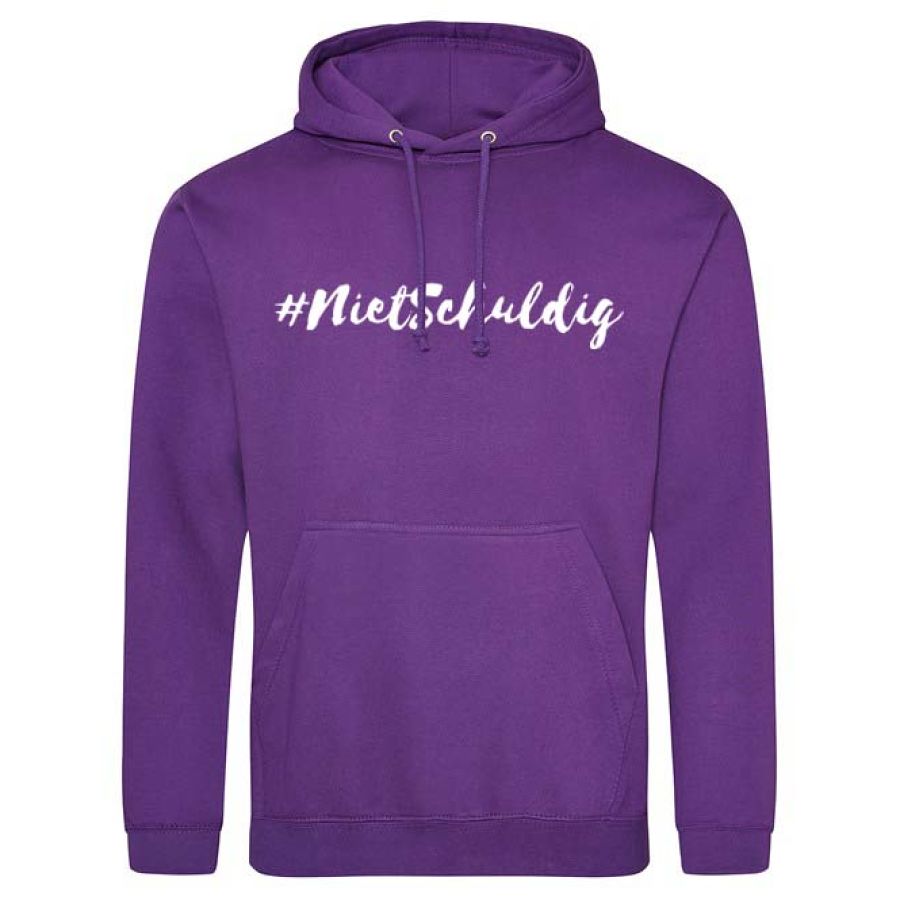 Hoodie kinderen #nietschuldig paars